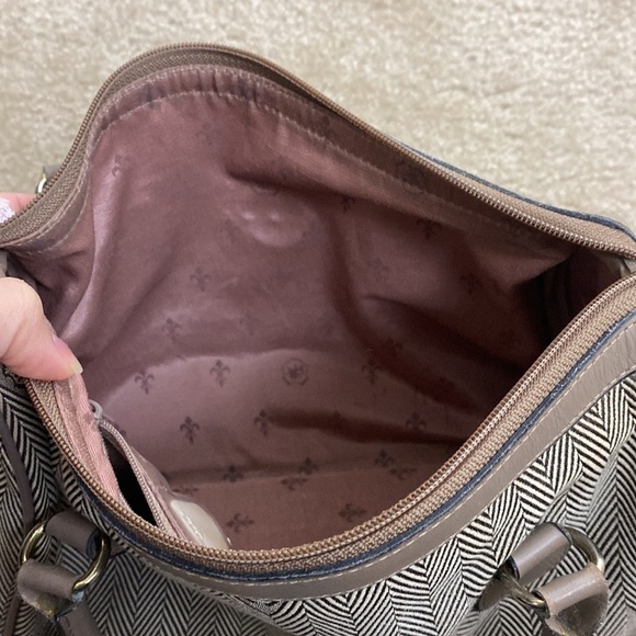 Vintage John Romain Purse Handbag Logo Tan Medium Zipper Top - Picture 8 of 12